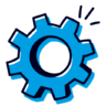 Gearwheel 1 dark blue blue accent