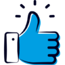 Thumbs up dark blue blue accent